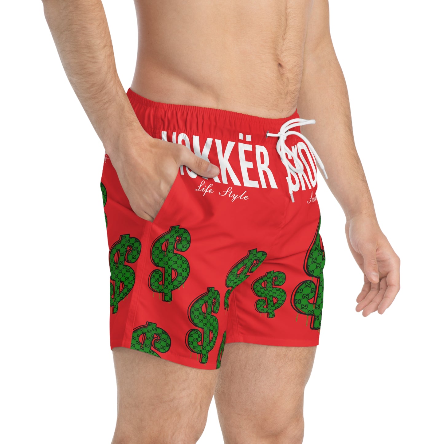 Money Swim Trunks RED