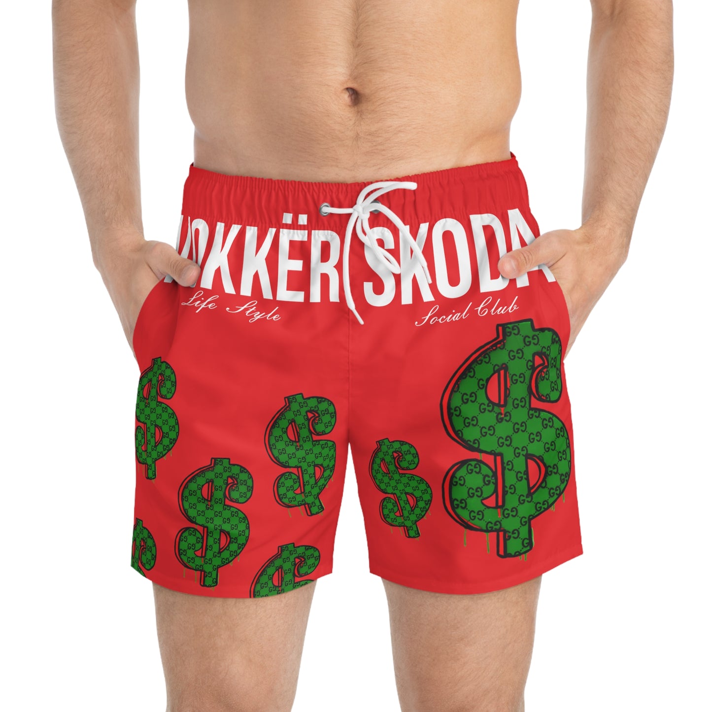 Money Swim Trunks RED